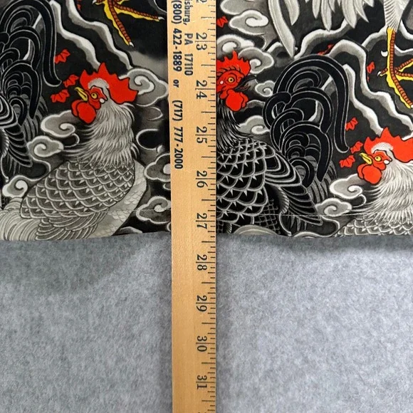 Labour Union Mens Rooster Cloud Print Shirt Black Grey Red Tencel Camp Collar M - Picture 5 of 9